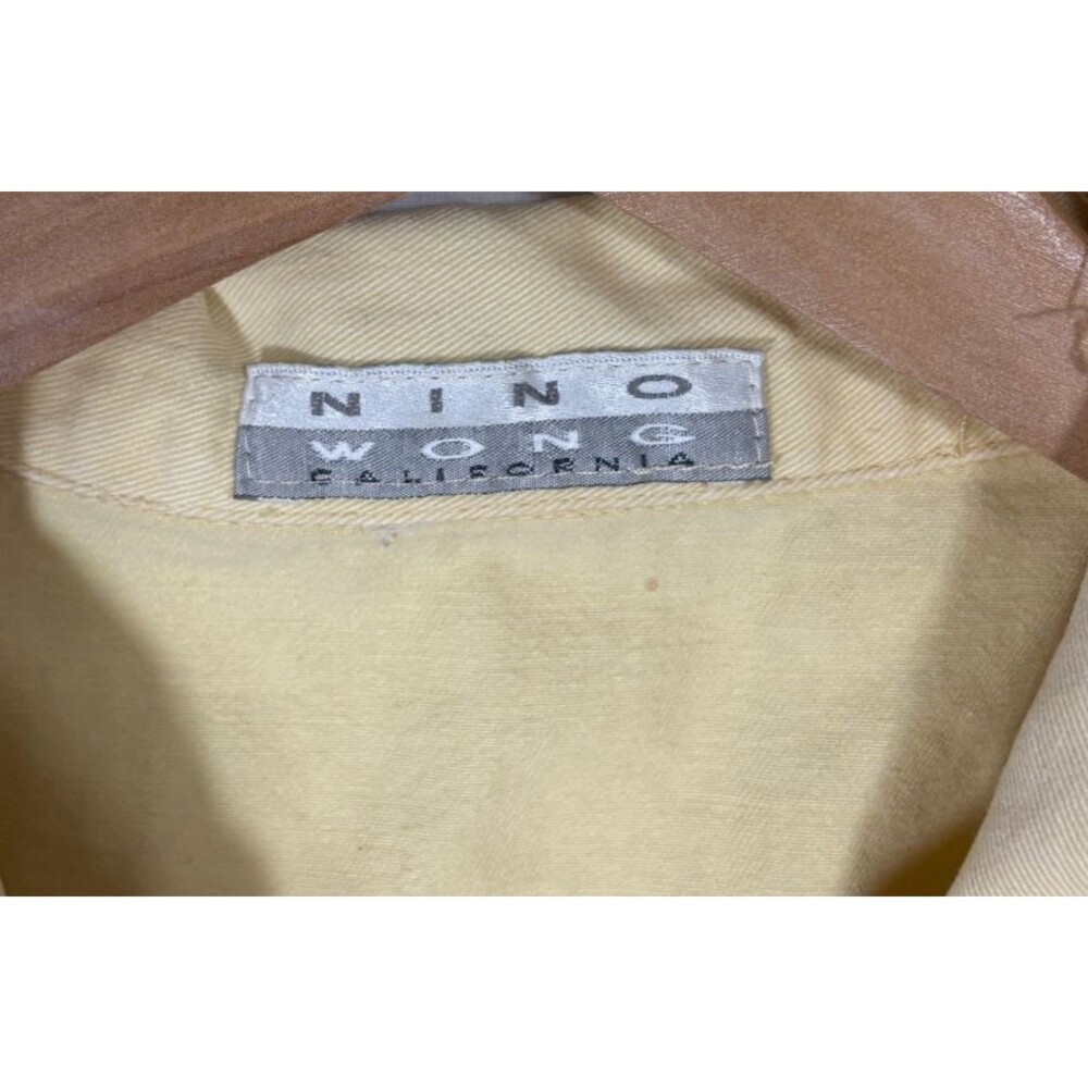 Vtg Nino Wong Womens Jacket Sz 2X Butter Yellow 3/4 Sleeve Cottage Artsy Pockets - Picture 7 of 8